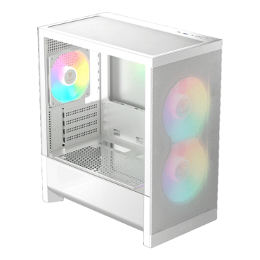 AURA GC15M WH ARGB, Tempered Glass, No PSU, microATX, White, Mid Tower Case
