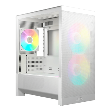 AURA GC15M WH ARGB, Tempered Glass, No PSU, microATX, White, Mid Tower Case