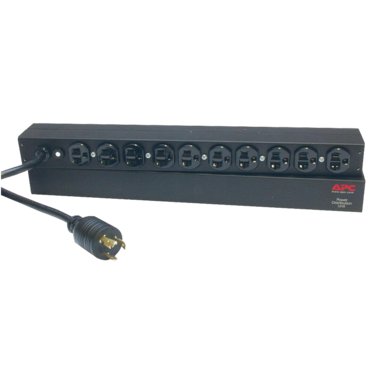 Basic Rack PDU Power Strip (AP9563), 1U Rack, 10x / NEMA 5-20R, 120V AC, 50/60Hz, 20A, 2400VA, 12-feet, Black