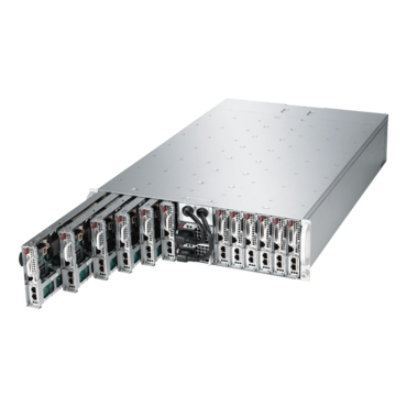 Supermicro 5039MA8-H12RFT, Twelve Intel® Atom C3750, SATA/NVMe, 12-Node MicroCloud™ Server System