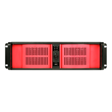 D Storm D-300L-RD-TS669, Red Bezel, w/ 7&quot; Touch Screen LCD, 2x 5.25&quot;, 2x 3.5&quot; Drive Bays, No PSU, E-ATX, Black/Red, 3U Chassis