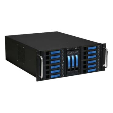 D Storm D410-B15BL, Blue HDD Handle, 15x 3.5&quot; Hotswap Bays, No PSU, E-ATX, Black/Blue, 4U Chassis