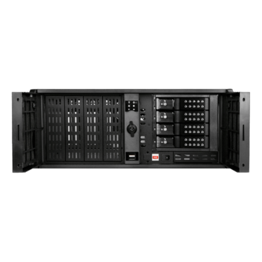 D Storm D407P-DE4BK, Black HDD Handle, 4x 5.25&quot;, 2x 3.5&quot; Drive Bays, 4x 3.5&quot; Hotswap Bays, No PSU, ATX, Black, 4U Chassis