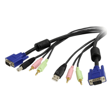 USBVGA4N1A10, 10 ft 4-in-1 USB VGA KVM Cable with Audio and Microphone