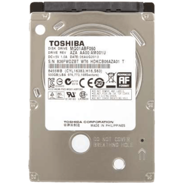 500GB MQ01ABF050, 5400 RPM, SATA 6Gb/s, 8MB cache, 2.5-Inch HDD