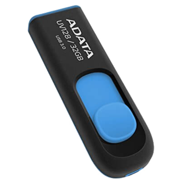 DashDrive UV128, 32GB, High-Speed USB 3.0 Capless USB Flash Drive, Blue/Black, Retail
