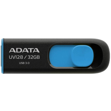 DashDrive UV128, 32GB, High-Speed USB 3.0 Capless USB Flash Drive, Blue/Black, Retail