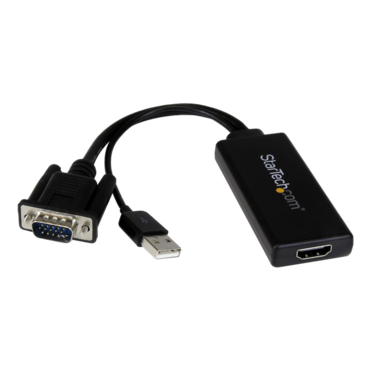 VGA to HDMI Adapter with USB Audio & Power – Portable VGA to HDMI Converter – 1080p