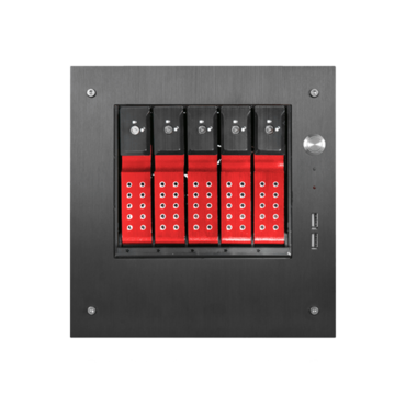 S-35-DE5RD, Red HDD Handle, 5x 3.5&quot; Hotswap Bays, 1x 2.5&quot; Drive Bay, No PSU, Mini-ITX, Black/Red, Storage Mini Tower