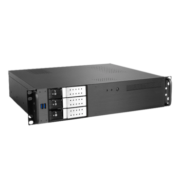 D-230HN-T-SILVER, Silver HDD Handle, 1x Slim 5.25&quot;, 3x 3.5&quot; Hotswap Bays, No PSU, microATX, Black, 2U Chassis