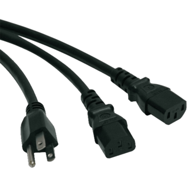 P006-006-2 6 ft. AC Power Splitter Cable NEMA 5-15P 2x IEC-320-C13