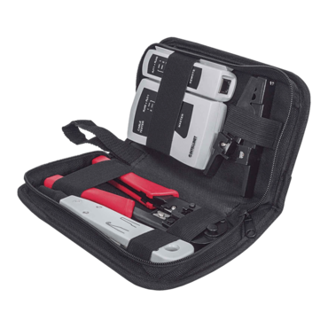 4 Tool Network Kit Composed of LAN Tester, LSA punch down tool, Crimping Tool and Cutter/Stripper Tool