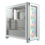 iCUE 4000X RGB Tempered Glass, No PSU, E-ATX, White, Mid Tower Case