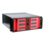 D Storm D-400-6SE-RD, Red Bezel, 6x 5.25&quot;, 4x 3.5&quot; Drive Bays, No PSU, ATX, Black/Red, 4U Chassis