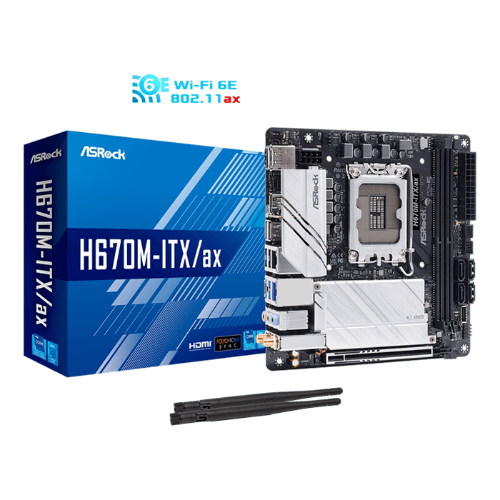 ASRock H670MITX/ax Intel® H670 Chipset MiniITX Motherboard