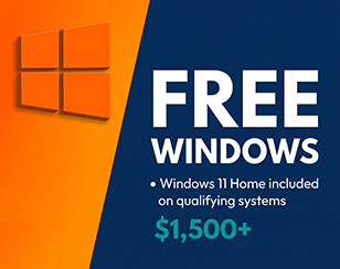 Free Windows 11 Home Installation with Gaming PCs, Desktop PCs and Mini PCs over $1500.